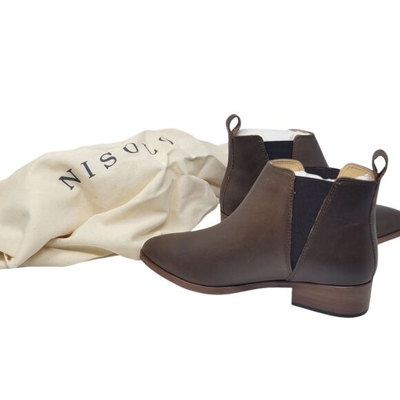 NISOLO Classic Chelsea Boot Brown Leather Ankle Boots Size 7 New in Box - Picture 1 of 9